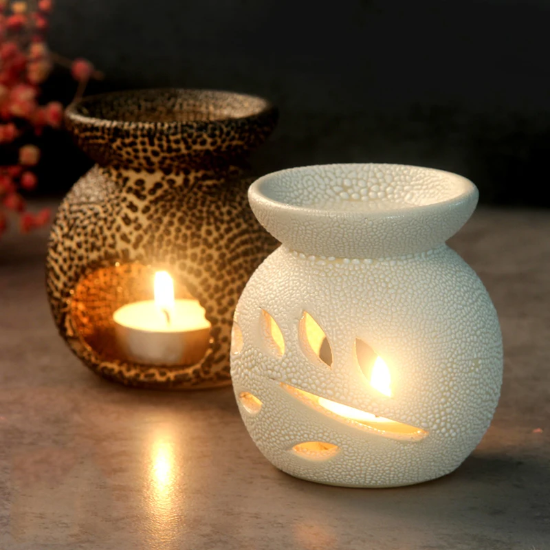 Vintage gros poterie brûleur d'encens en céramique bougies brûleur Yoga SPA  hôtel arôme huile essentielle four parfum lampe décor | AliExpress