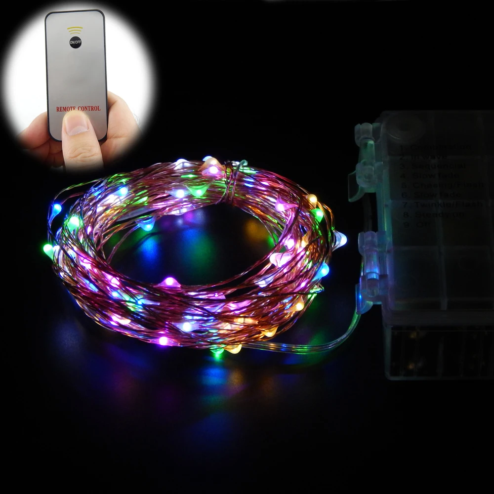 Remote Control 20Ft 6M 120 LED 8 Mode Waterproof Battery Operated Multi