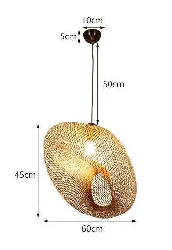 Бамбуковый плетеный ротанговый волнистый подвесной светильник деревенский винтажный японский подвесной светильник домашняя столовая - Цвет корпуса: 60cm