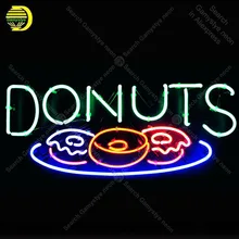 Пончики неоновая вывеска ночной неоновая лампа стеклянная трубка вывеска неоновые лампочки отдых еда комнаты клубов ручной работы знак для интерьера помещения Пользовательский логотип 19x12