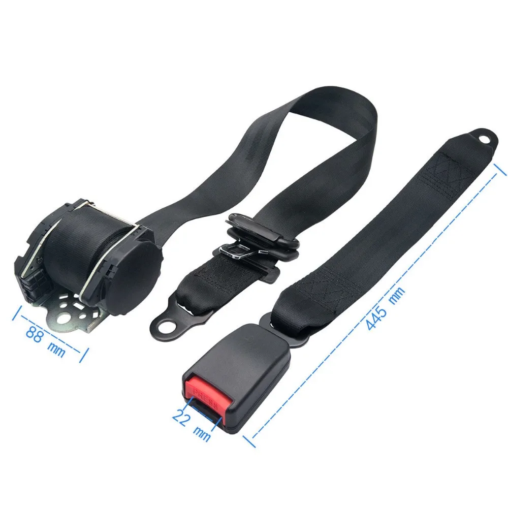 1 Car Seat Belt Beige 3Point Safety Travel Adjustable Retractable Auto Universal