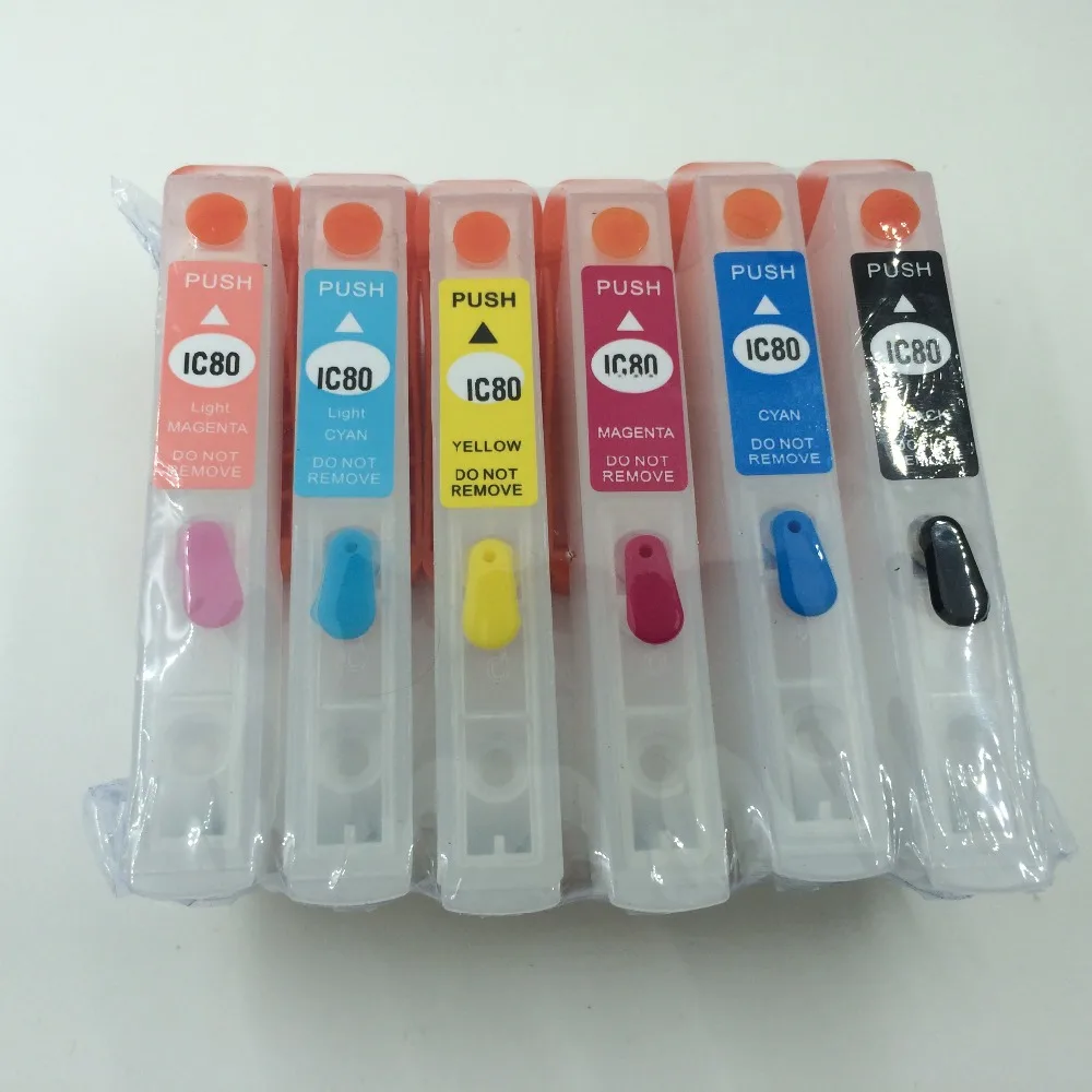 

IC80 ICBK80 Empty 6Color Refillable cartridge For Epson EP-907F EP-977A EP-807AW/AB/AR EP-777A EP-707A printer With ARC Chip