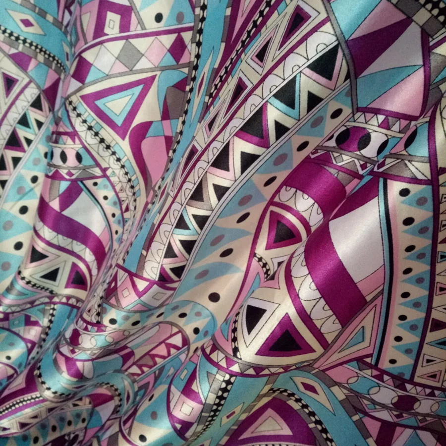 

Satin fabric Glossy Tilda DIY Satin Fabric bohemian geometry printed Polyester printed Satin Charmeuse Fabrics