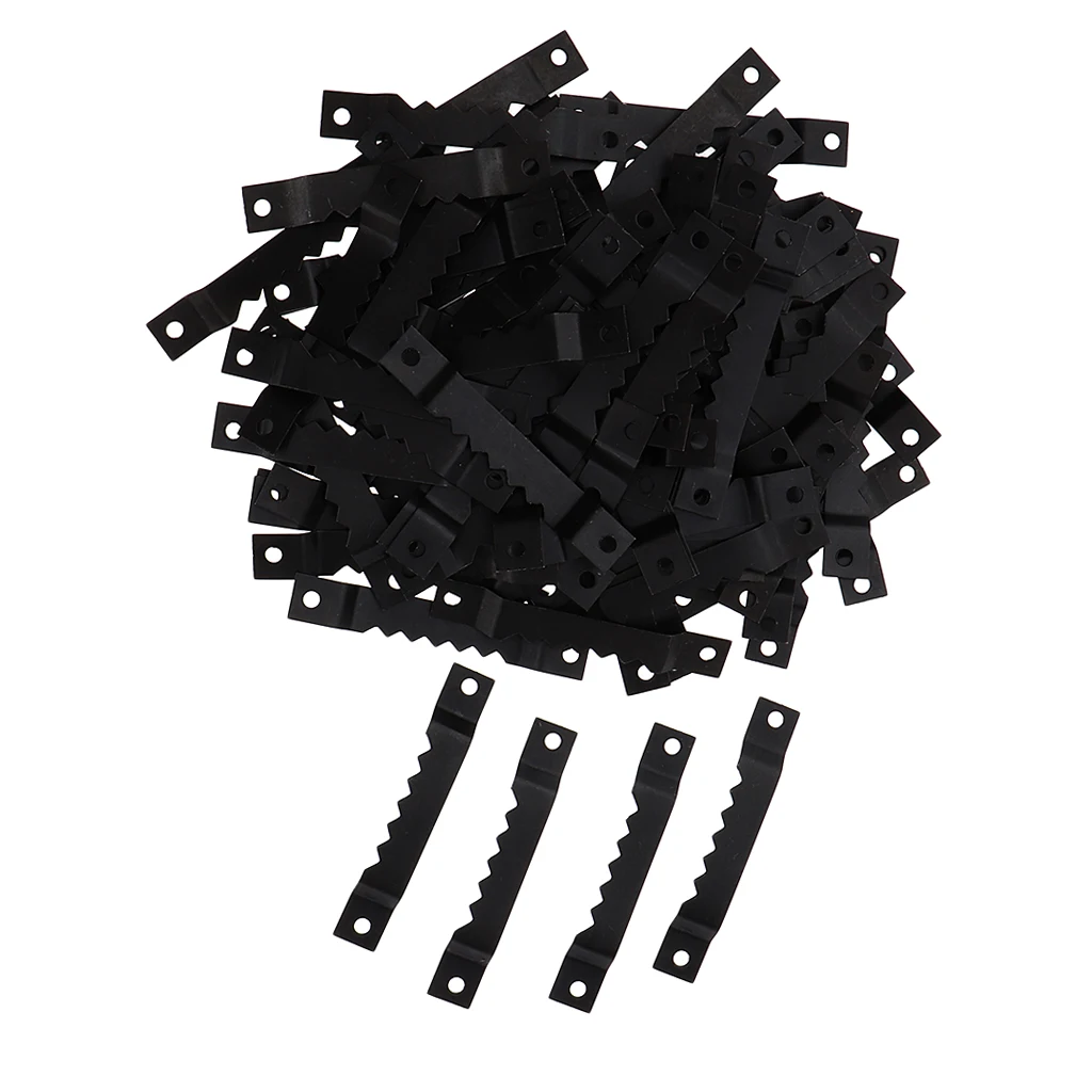 100Pcs Black Metal Sawtooth Photo/Picture Wooden Frame Hanging Hangers Double Hole, for Home Decoration Hanging Hardware, 65mm