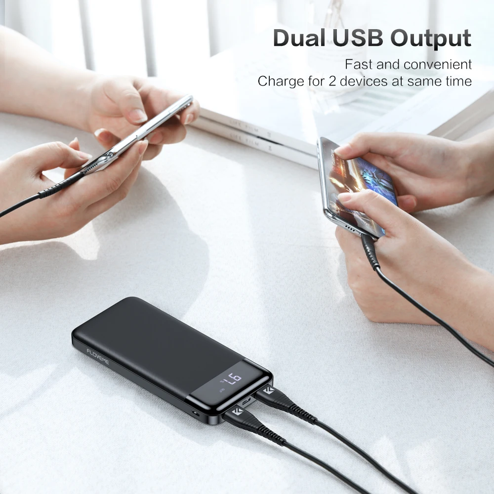 FLOVEME 10000mAH Power Bank Dual usb ladegerät Tragbare Externe Batterie Backup Pack Schnelle Ladun