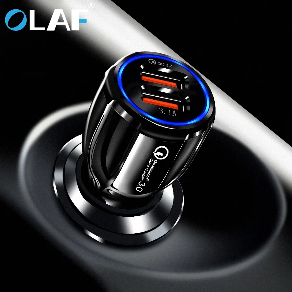 Quick Charge 3.0 Car Charger Mobile Phone Charger 2 Port USB Fast Car Charger for iPhone Xs Max 7 8 Plus Samsung S8 Car-Charger