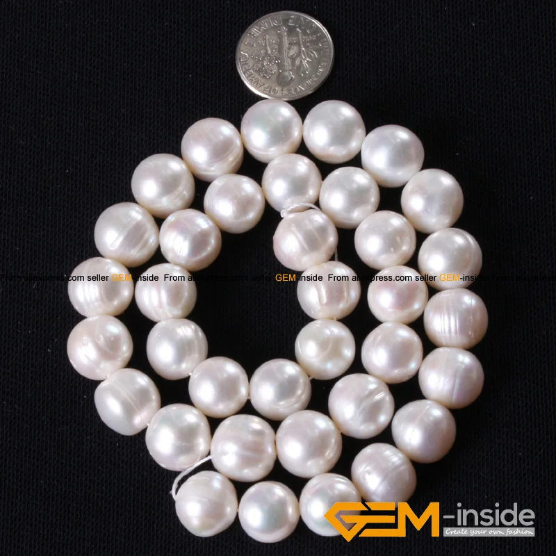 Pearl:11-12mm Round Genuine Freshwater Pearl Beads Strand 15