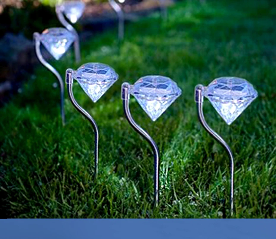 Solar do Jardim para Decorações ao ar Mudança da Cor Lâmpada para Quintal Paisagem ao ar Jogo de Diamante Levou Livre Luzes Pathway Solar Luz 3 Pathway Solar Lâmpada Para Quintal Paisagem Ao Ar Livre Jogo de Diamante
