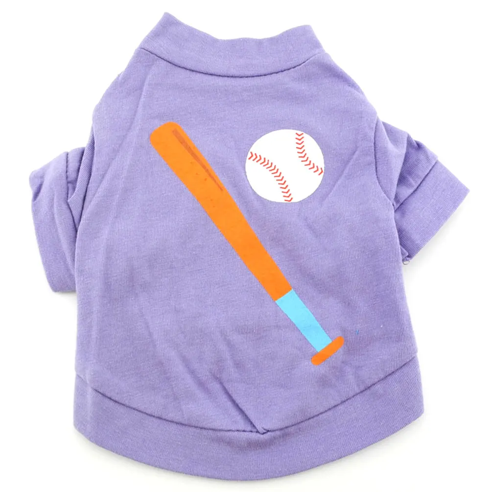 

Pet Small Dog Clothes for Girls Summer Baseball Tee Shirt Lilac XS-L