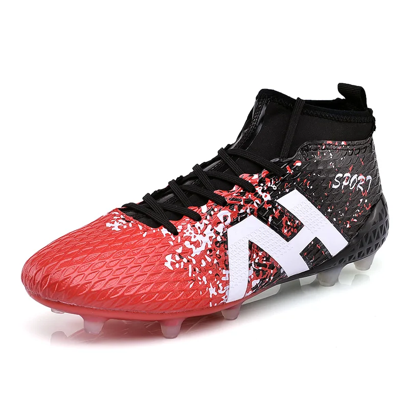 Ibuller High Ankle Men Soccer Shoes Outdoor Long Spikes Football Boots