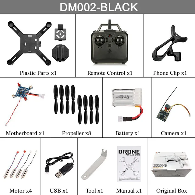 Original DM002 WIFI 5.8G FPV Camera Micro Dron Frame Helicopter DIY