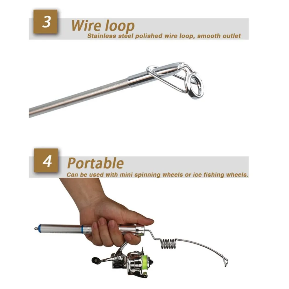 Мини Портативный спиннинговое удилище Алюминий Сплав Ручка рыболовной удочки удочка для подледного лова на открытом воздухе рыболовные снасти аксессуары для зимы