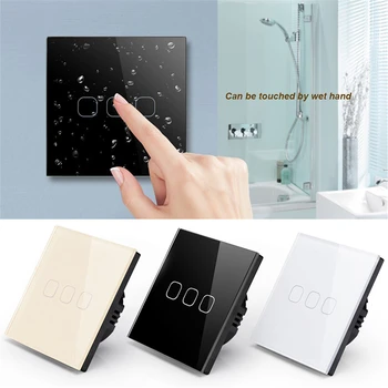 

EU Standard Touch Switch Smart Light Switch Tempered Glass Panel Wall interruptor 1/2/3 Gang 1 Way AC 170V~240V Power Switch