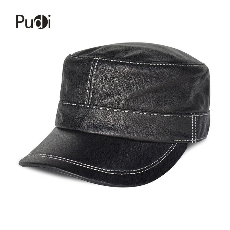 

HL816 genuine leather men baseball cap hat 2018 new high quality men's real sheep skin leather adult solid army hats caps