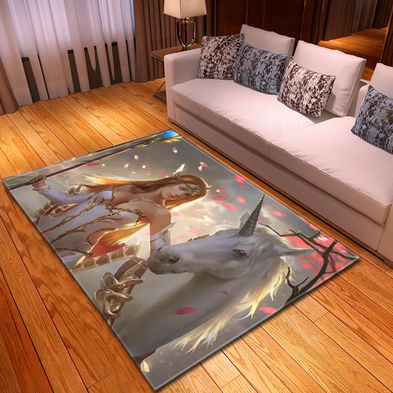 Детская комната мультфильм ковер Единорог животное 3D печать детские ковры для гостиной спальни Декор коврики детские игры ползание Противоскользящий коврик