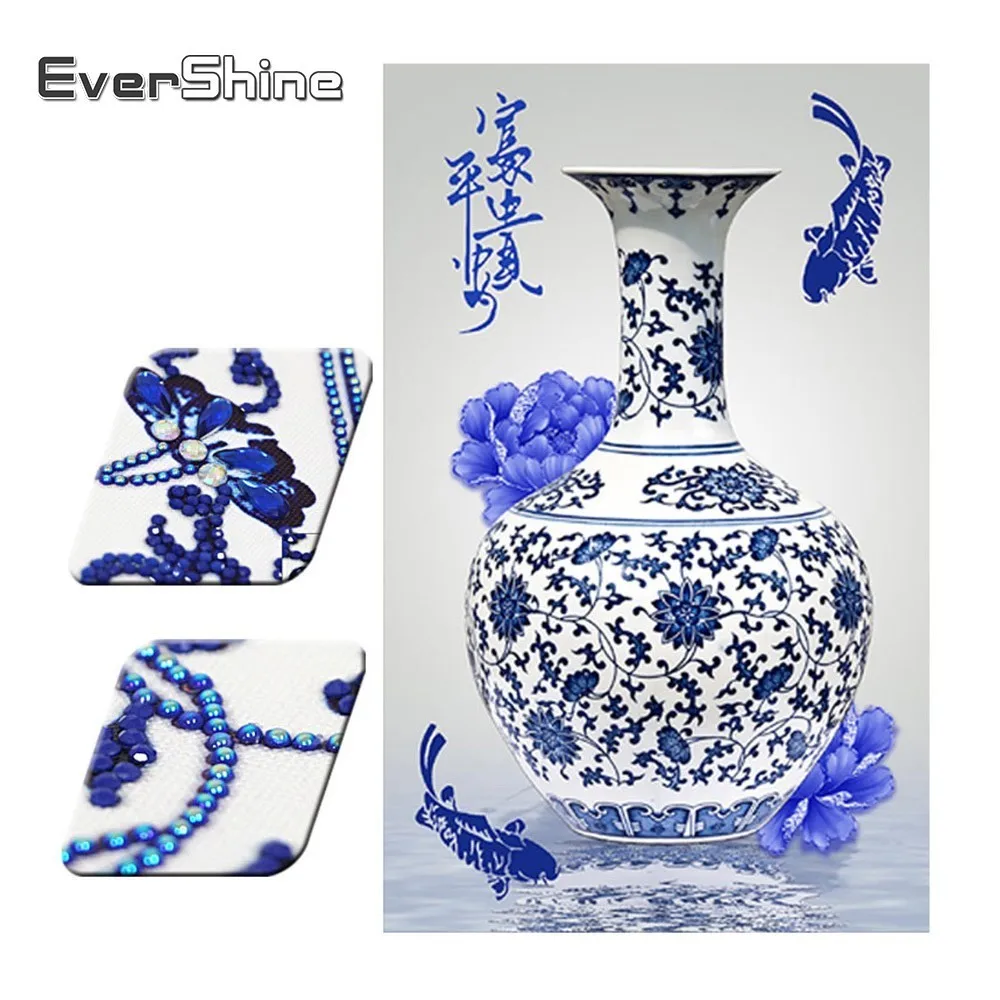 

EverShine Special Shape Diamond Painting Flower Diamond Embroidery Blue And White Porcelain Vase Home Decoration Arts And Crafts