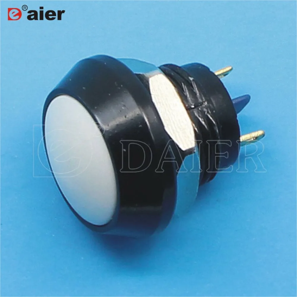 

50PCS GQ-12BJ-W/A 12mm domed button momentary mini waterproof push button switch with solder terminals