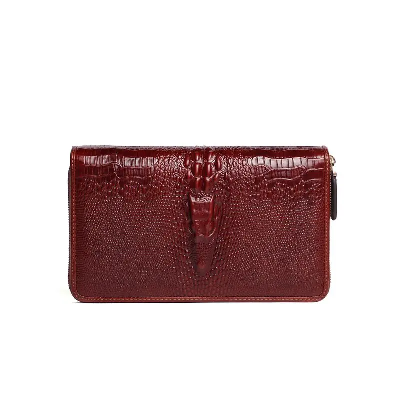 

Maihui long cowhide genuine leather wallet unisex with coin pocket vintage card holder wallet aligator note compartment purse