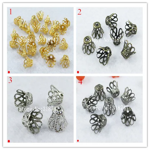 

48pcs 10mm bead caps Multi colors options metal flower torus decoration G0504