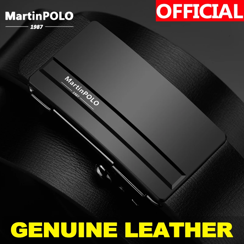 

MartinPOLO Mens Automatic Belt Buckle Leather Belts jeans Wear leather belts Waist Strap Belts male cowhide for men MP01201P