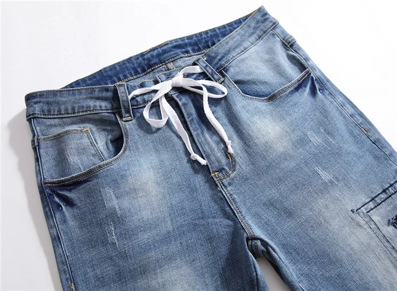 Patchwork jeans for boys 2018 Men Jeans Design Biker Jeans slim Strech Casual Jeans For Men Good Quality Four seasons 8802