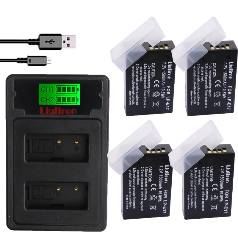 

4x 1500mah LP-E17 LPE17 LP E17 Camera Battery +LCD Dual USB Charger for Canon EOS M3 M5 M6 750D 760D T6i T6s 800D 8000D Kiss X8i