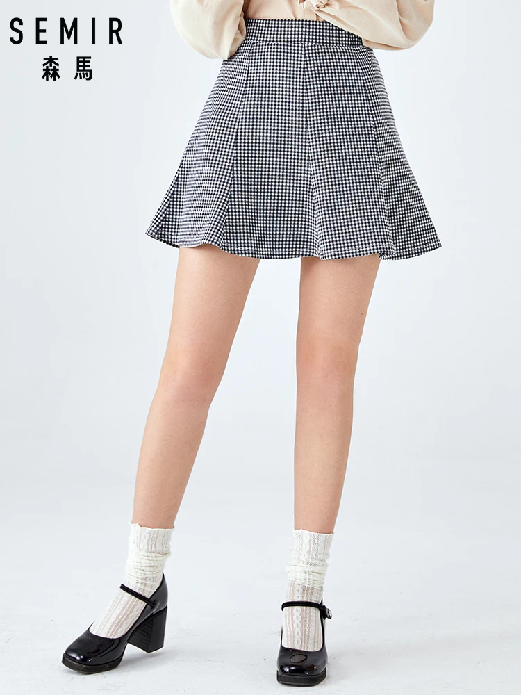 

SEMIR 2019 autumn new plaid skirt women A word thin fishtail skirt ins girl chic skirt elastic cotton woman