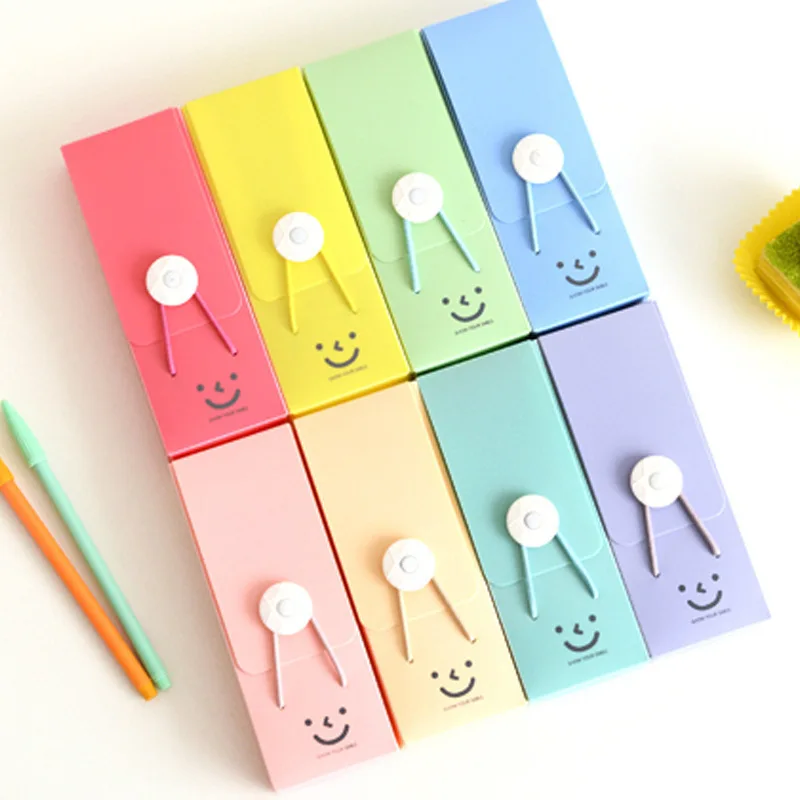 Coloffice font b big b font capacity PVC random candy color smile Hasp Pencil Case Print