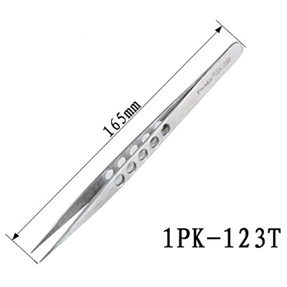 Оригинальная ручка отверстие 1 PK-123 T удлиненный кончик нержавеющая сталь пинцет
