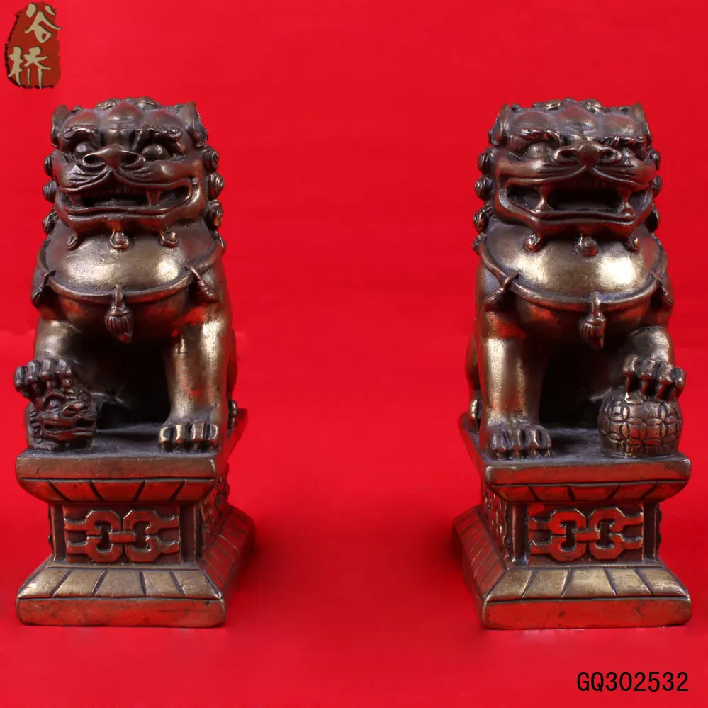 

Lucky evil beijing lions copper decoration