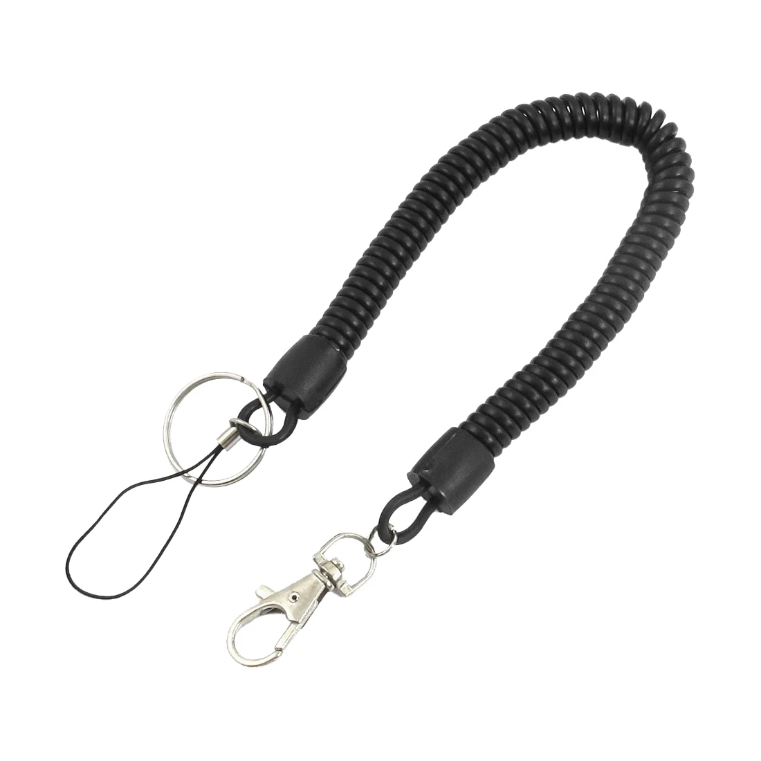 Key ring plastic spiral, flexible, with metal keyring, blackin Key