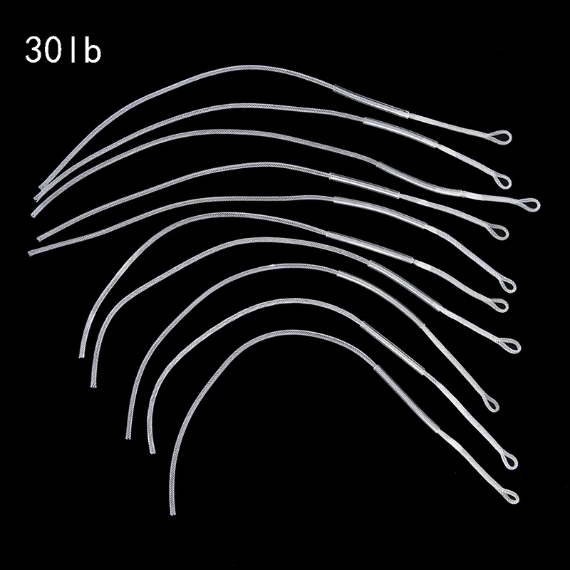 10 шт./лот высокая прочность плетеная летящая смотанная леска Петлевое соединение 20 Вт, 30 Вт, 50LB лидер разъем