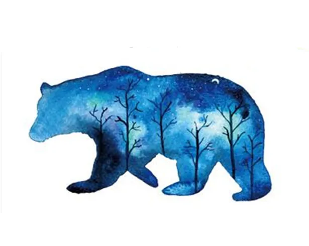 Waterproof Temporary Fake Tattoo Stickers Watercolor Blue ...
