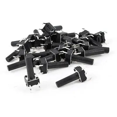 

25 Pcs Momentary Push Button 4 Pins Tact Switch PCB Mount 6mm x 6mm x 15mm