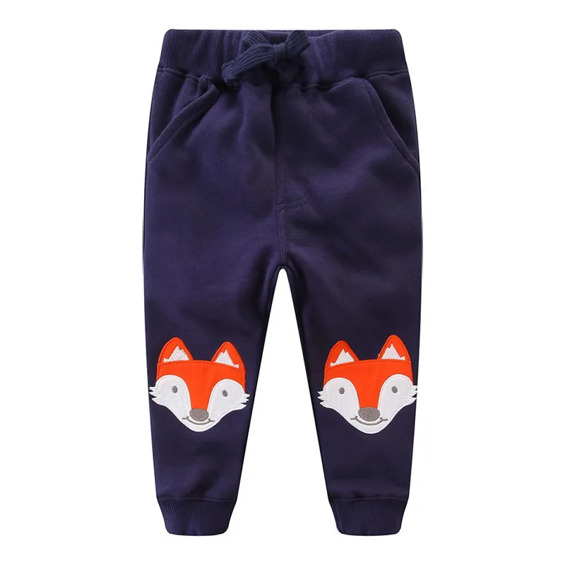 Jumping meter/спортивные штаны для мальчиков; осенние брюки для малышей; Новое поступление года; модные зимние детские штаны с аппликацией в виде животных; брюки для мальчиков - Цвет: T9165 NAVY fox