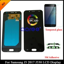 Amoled testado para samsung j5 pro 2017 j530, display lcd para samsung j5 2017 j530 montagem do digitalizador de toque da tela + adesivo