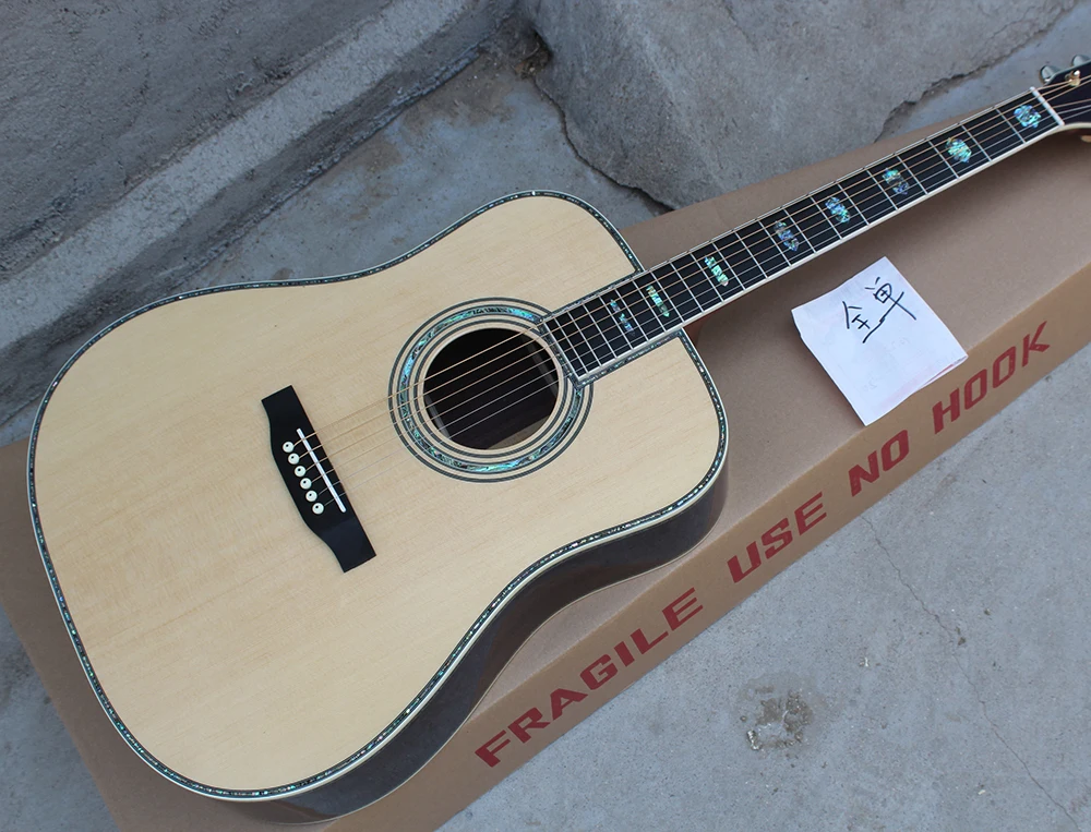 

41"All Solid Wood Acoustic Guitar with The Real Abalone Shell Binding and Inlay,Ebony Fretboard,Offer Customized