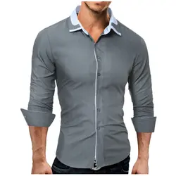 Camisa masculina 2018 модные брендовые мужские рубашки с длинными рукавами Топы Персонализированные splic мужская одежда Рубашки Slim Для мужчин