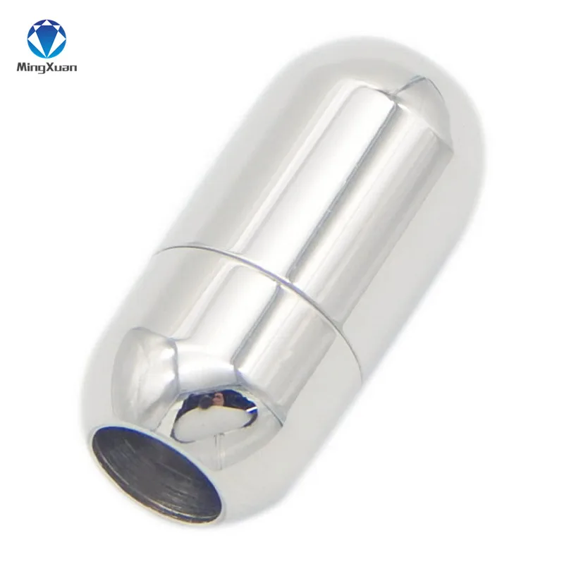 

2pcs/lot Silver Tone Stainless Steel Magnetic Clasp Hooks Hole Size 3/6/8mm For Leather Cord DIY Jewelry Findings