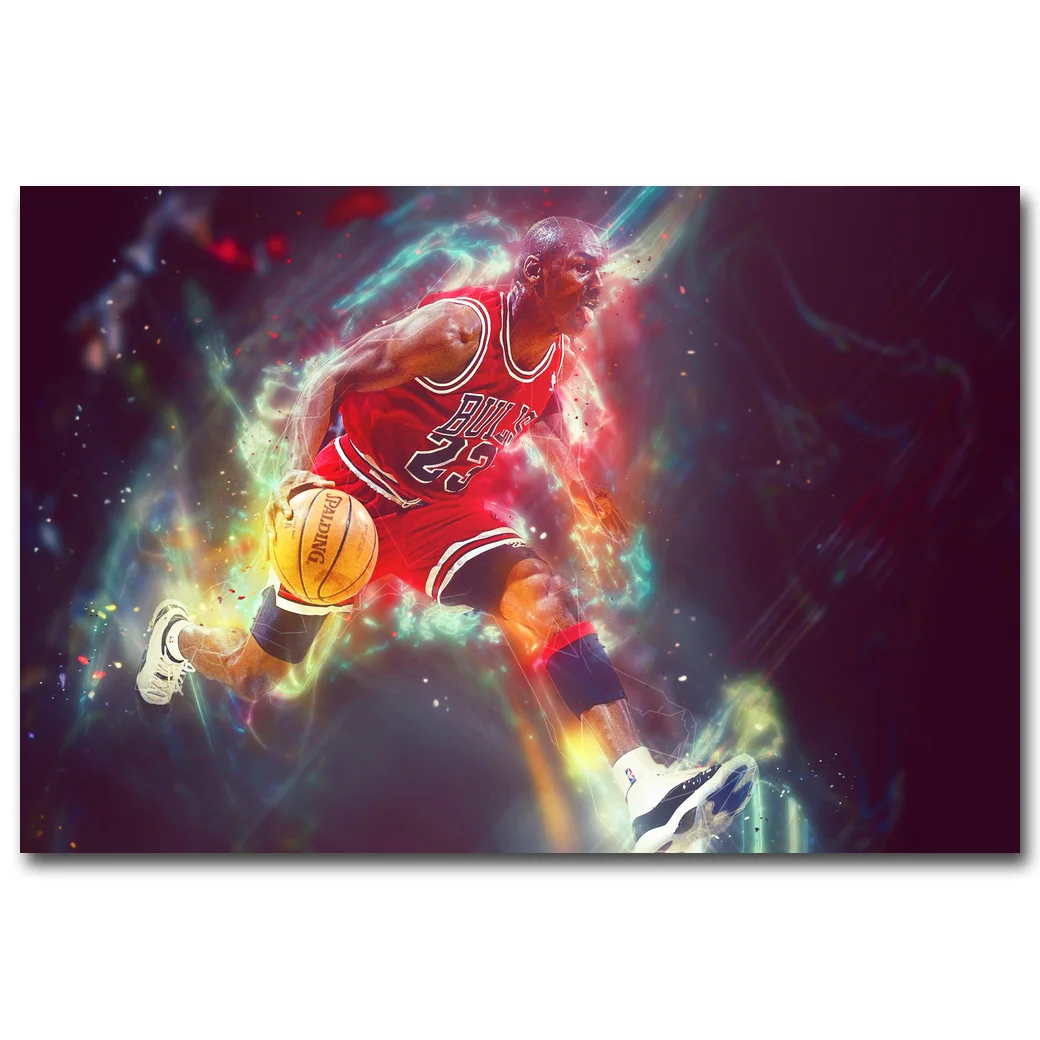 

NICOLESHENTING Michael Jordan Dunks Super Basketball Star Art Silk Poster Print Sport Picture Home Wall Decoration 055