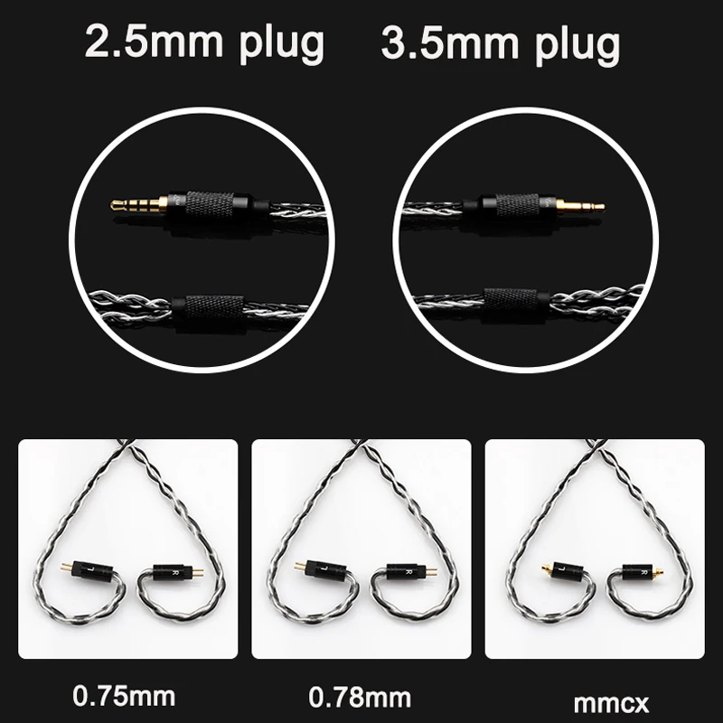 TRN 8 ядер MMCX кабель 3 5 мм 2 баланс штекер для Shure SE215 SE535 SE846 0 78 75 Pin ZS3 ZST W4R