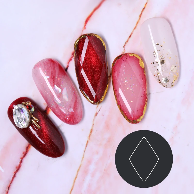 

3D Nail Art DIY Tips Nail Tools Plastic Slice Geometry Patterns for UV Gel Varnish DIY Nail Art Tools Nail Tips