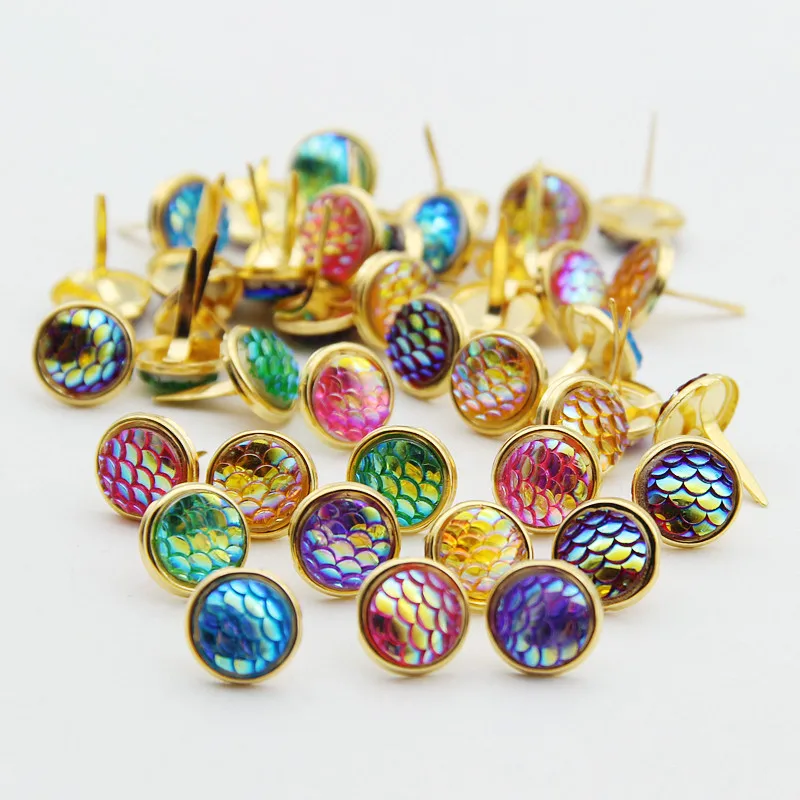

30pcs/Lot 12.5MM New Gold Color Fish Scales Metal Brads Scrapbooking Embellishment Fastener DIY Crafts Decoration Accessories