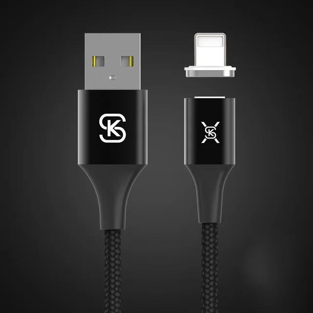 SIKAI 0,5 m 3A нейлоновый Магнитный кабель Micro USB C кабель для Android 5A 1 м Магнитный кабель Автомобильное зарядное устройство для type C кабель освещения - Цвет: black ios cable