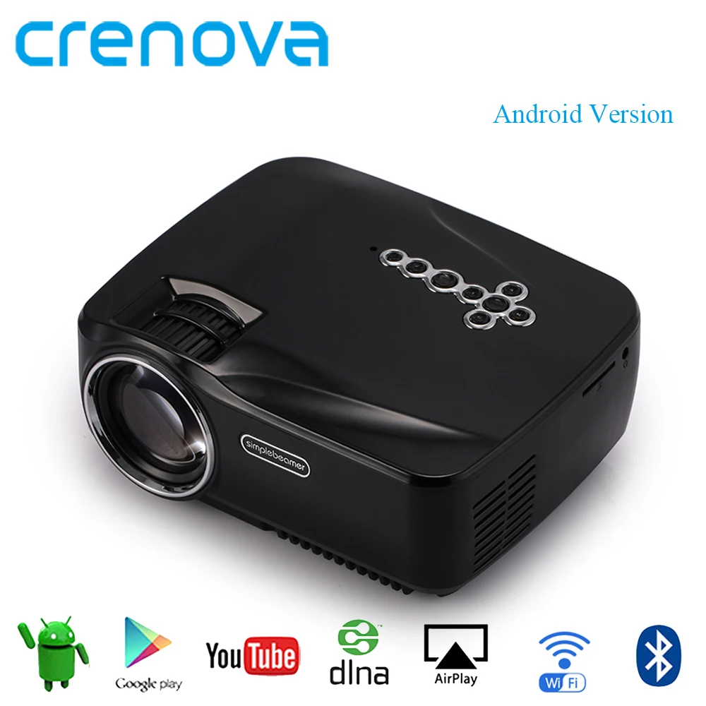 Crenova Android Projector With WIFI Bluetooth Support 4K*2K Video Projector For Home Theater Movie Beamer With HDMI VGA AV USB Crenova Android Projector With WIFI Bluetooth Support 4K*2K Video Projector For Home Theater Movie Beamer With HDMI VGA AV USB