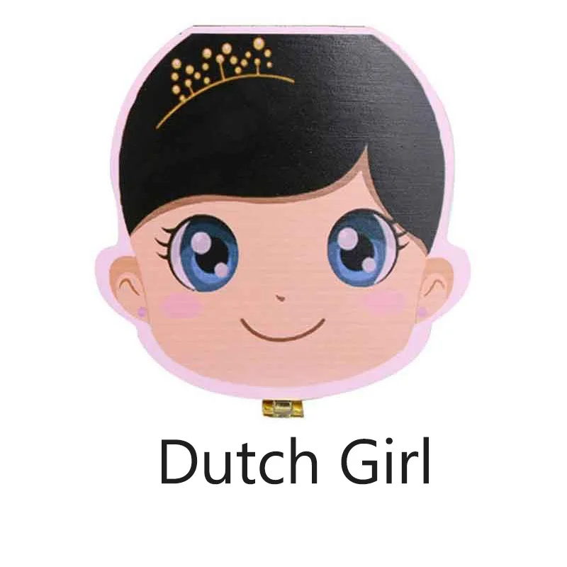 Английская голландская испанская Португалия французская Россия детская деревянная коробка для зубов органайзер для хранения молочных зубов - Цвет: Dutch girl