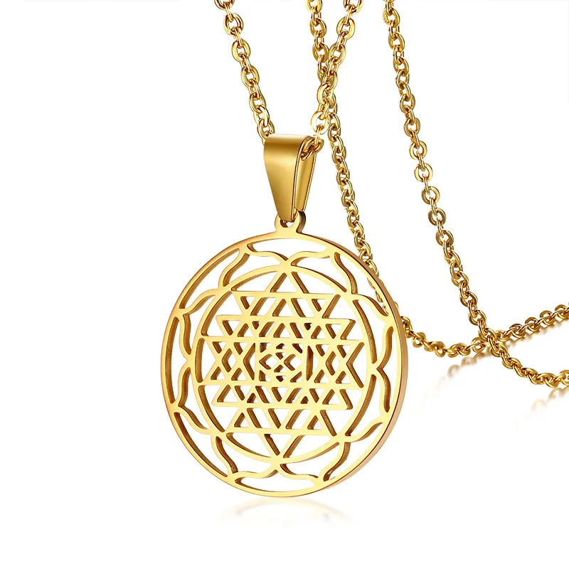 Sri Yantra Meditation Pendants Necklace Large Round 3rd Eye Hindu