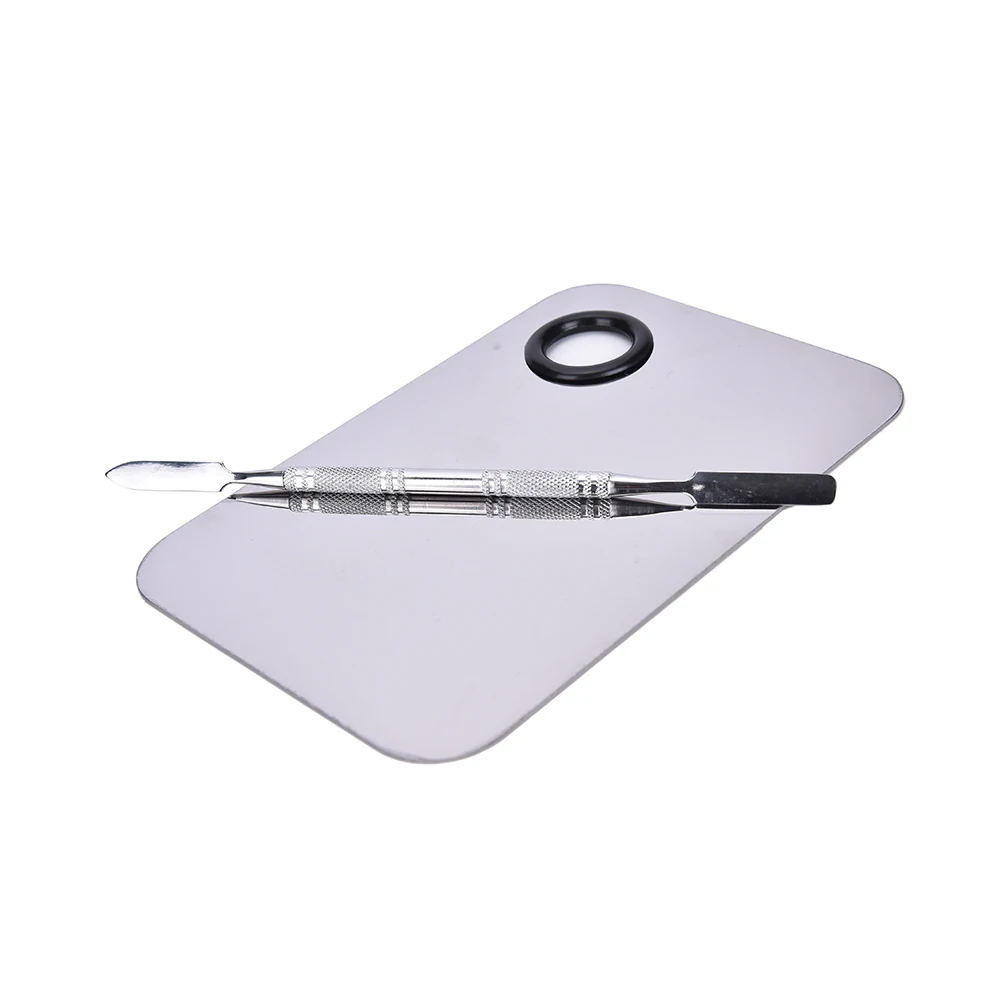 1 Set Beauty Foundation Eyeshadow Palette Spatula Cosmetic Tool Stainless Makeup Nail Eye Shadow Mixing Plate | Красота и здоровье