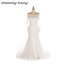 Charming Boho font b Wedding b font Dresses Bohemian Elegant Mermaid Sheer Long Sleeves Lace font