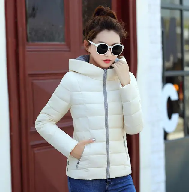 Orwindny 2018 New Slim Short Winter Coat Women Autumn Parkas S XXL